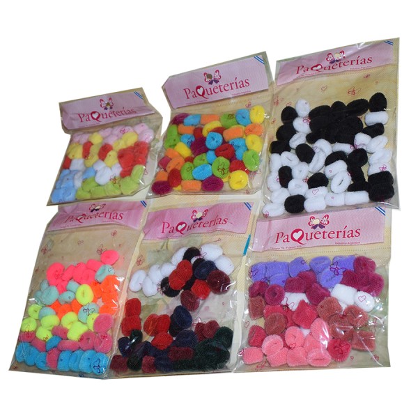 48 Colitas multicolores mini en bolsa, distintas combinaciones