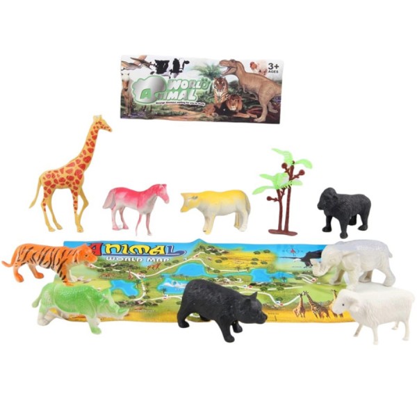 Animalitos de la selva + accesorios en bolsa x 9 unidades + mapita 
