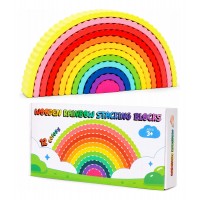 Arco Iris Montessori de Madera Apilable Didáctico 12 Piezas