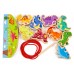 Juego de Madera para Enhebrar y Equilibrio Dinosaurio Jenga 2 en 1 - Juego de Motricidad Fina