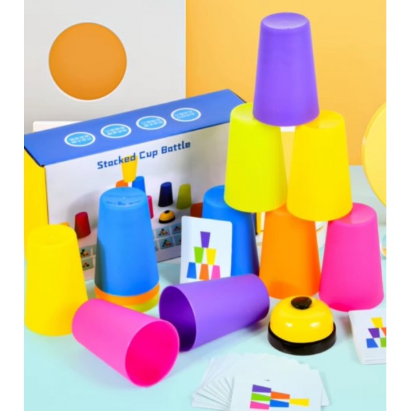 Juego de Vasos de Velocidad con Timbre y Tarjetas – Desafío Didáctico Mental Juego de Vasos de Velocidad con Timbre y Tarjetas – Desafío Didáctico Mental