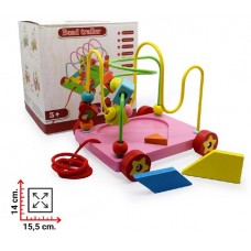 Juguete de Arrastre Prono Bead Trailer | Laberinto de Cuentas y Figuras de Madera Didáctico | M450