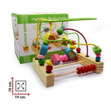Prono Juguete Montessori Laberinto de Cuentas Vegetales y Ábaco | Madera Didáctica +18 Meses | M311