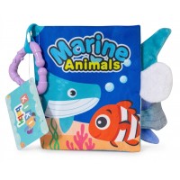 Libro De Tela Educativo Y Didáctico Para Bebé Con Chifle Mediano - Animales de Mar - 17 x 13,5 cm