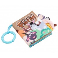 Libro De Tela Educativo Y Didáctico Para Bebé Con Chifle Mediano - Granja - 17 x 13,5 cm