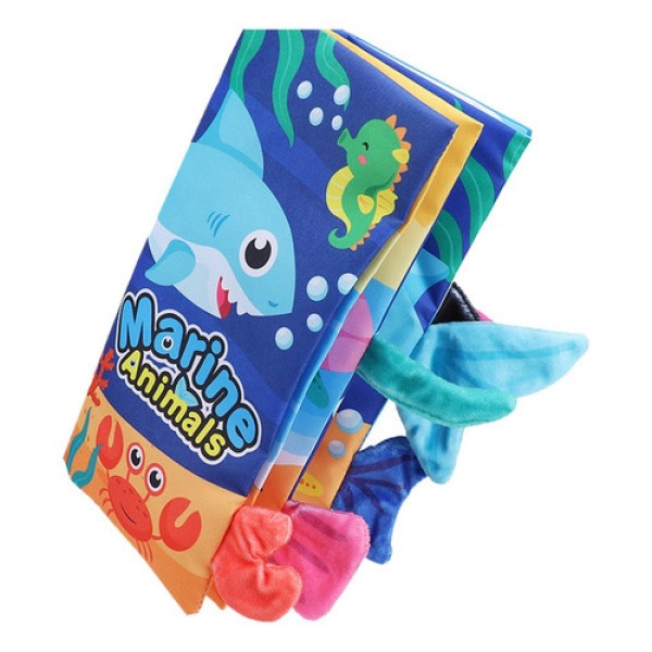 Libro de Tela Sensorial para Bebé con Texturas Didácticas y Estimulación Temprana - Animales de Mar Libro de Tela Sensorial para Bebé con Texturas Didácticas y Estimulación Temprana - Animales de Mar