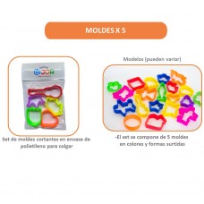 5 Moldes Cortantes Didácticos para Masa (MX5) | Accesorios para Masas Didácticas x Mayor | Herramienta Creativa y Motriz