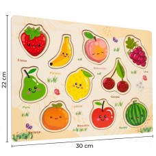 Rompecabezas Didáctico de Madera Encastrable Frutas con Nombres 30x22 cm