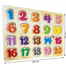 Rompecabezas Didáctico de Madera Encastrable Números del 1 al 20 - 30x22 cm