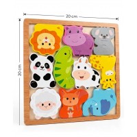Rompecabezas Tetris Encastrable de Madera Animales Felices 20x20 cm - Montessori