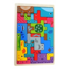 Rompecabezas Tetris de Madera Animales De Mar - Juego Educativo - Desarrollo Cognitivo - 15x22 cm - Juguetes por Mayor