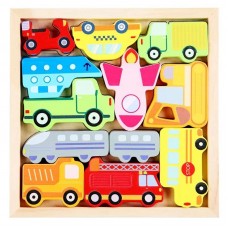 Juego de Encastre Madera Tetris Transportes - Rompecabezas Didactico 17x17 cm 12 Piezas Venta Mayorista