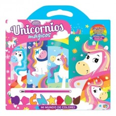 Valija didáctica Unicornios Mágicos – Mi Mundo de Colores | 4 Libros para leer y pintar + acuarelas + pincel + figuras para recortar