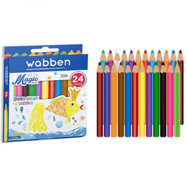 Lápices de colores x 24 unidades cortos Wabben