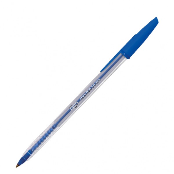 Bolígrafo Filgo cristal color azul trazo 1.0 mm punta mediana con relieve en el extremo