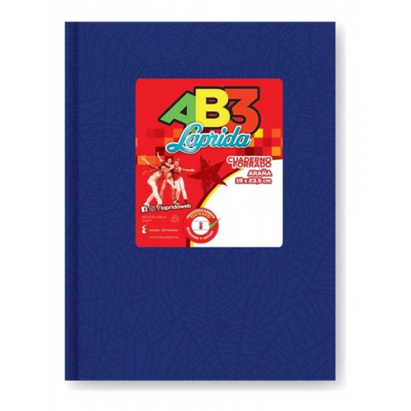 Cuaderno Laprida Ab3 Abc tapa dura araña x 50 hojas rayadas color azul