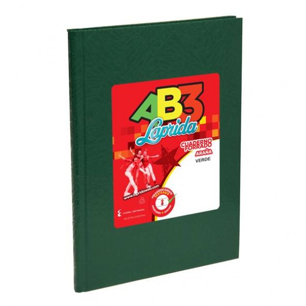 Cuaderno Laprida Ab3 Abc tapa dura araña x 50 hojas rayadas color verde