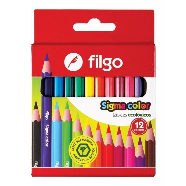 12 lápices de colores cortos Filgo en cajita