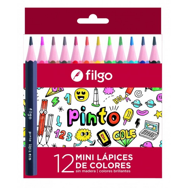 Lápices de colores cortos Filgo x 12 unidades