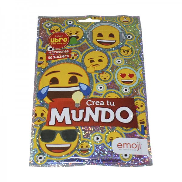 Emoji Mini Art Pack: 4 crayones+50 stickers+librito para pintar