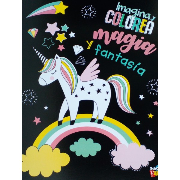 Imagina y colorea Magia y fantasía: libro para colorear 28x20 cm, tapa blanda