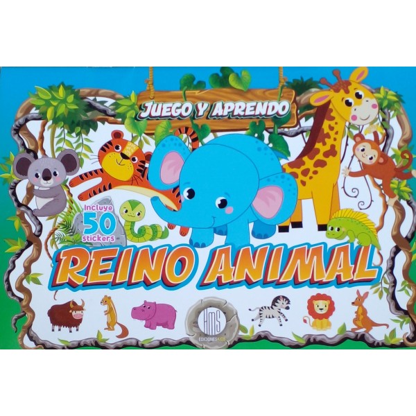 Juego y aprendo Reino Animal: libro de actividades apaisado 20x28 cm, tapa blanda con 50 stickers