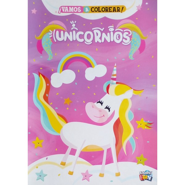 Vamos a colorear Unicornios: libro de tapa blanda, 28x20 cm, 16 páginas