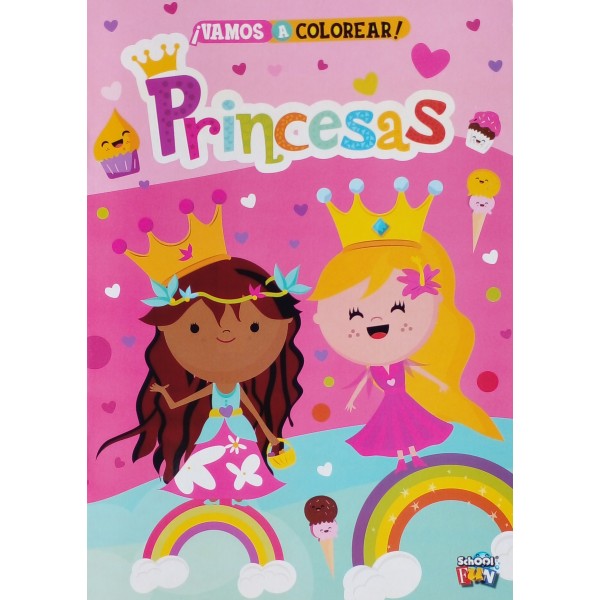 Vamos a colorear Princesas: libro de tapa blanda, 28x20 cm, 16 páginas
