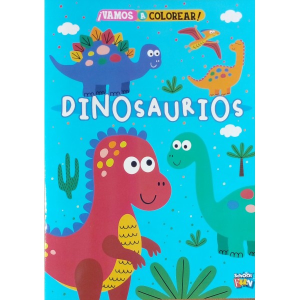 Vamos a colorear Dinosaurios: libro de tapa blanda, 28x20 cm, 16 páginas