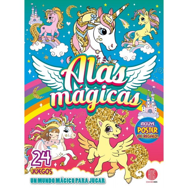 Activity Book Alas Mágicas: libro de actividades para colorear, 23x31 cm, 24 juegos + poster de regalo