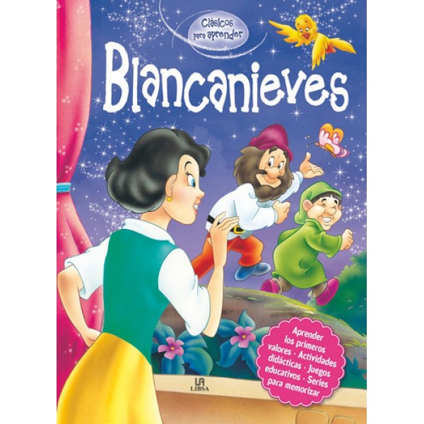 Clásicos para aprender: Blancanieves, libro de tapa dura, 27x20 cm, 52 páginas para aprender los primeros valores 