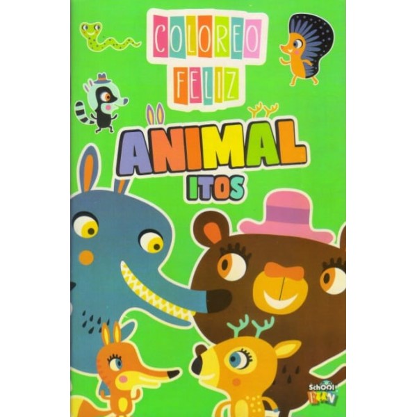 Coloreo feliz Animalitos: libro para colorear, 23x15 cm, 32 páginas, tapa blanda