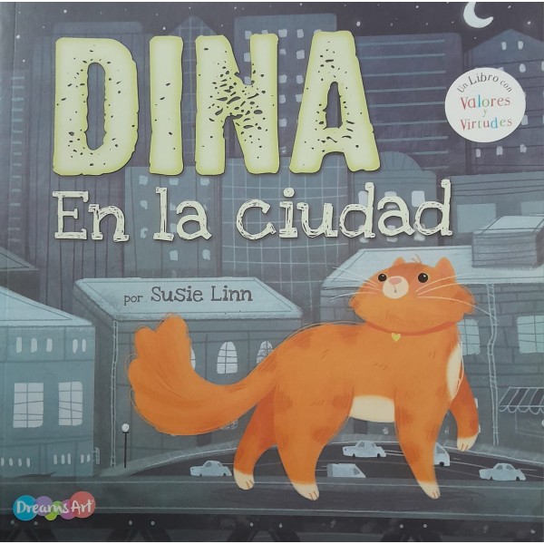 Libro de cuentos Dina en la ciudad: 21x21 cm, tapa blanda, papel ilustración, 24 páginas