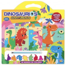 Valija didáctica Dinosaurios Aventureros – Set Educativo de Cuentos, Stickers, Acuarelas - 4 libros para leer y pintar + acuarelas + pincel + figuras