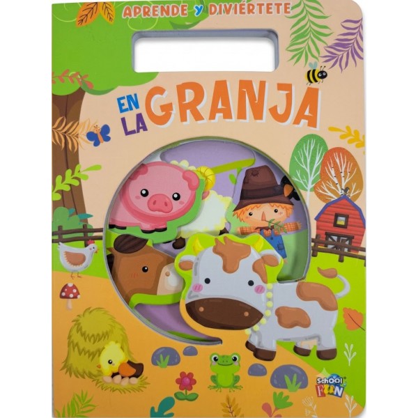 En la Granja - Libro Infantil Aprende y Diviértete- Libro Tapa Dura Troquelado - 15x20 cm - 10 páginas