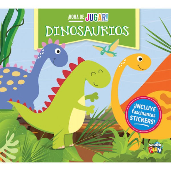 Hora de Jugar Los Dinosaurios: libro de tapa blanda, 24 páginas + stickers, 21x23 cm
