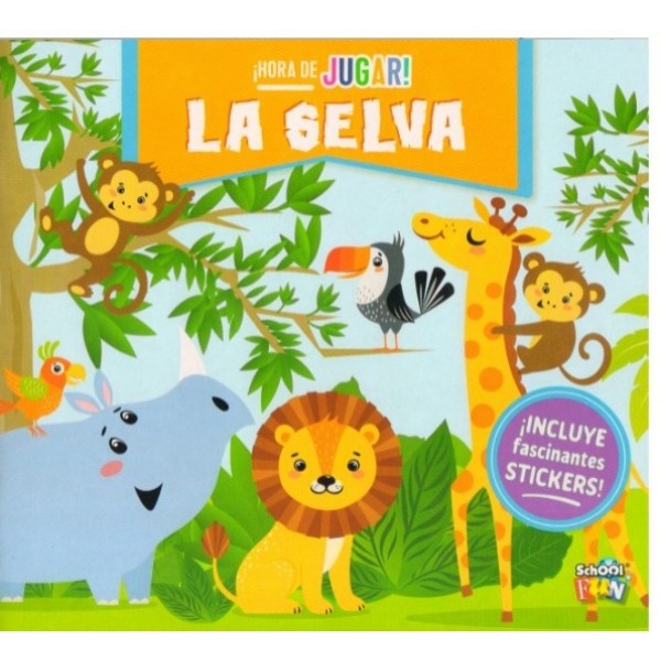 Hora de Jugar La Selva: libro de tapa blanda, 24 páginas + stickers, 21x23 cm