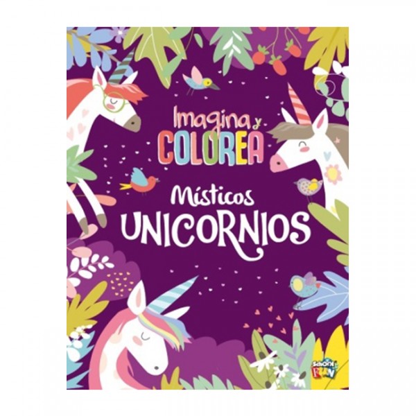 Imagina y colorea Místicos unicornios: libro para colorear 28x20 cm, tapa blanda
