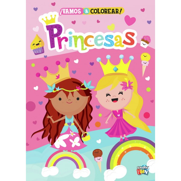 Vamos a colorear Las Princesas: libro de tapa blanda, 28x20 cm, variedad de dibujos para pintar