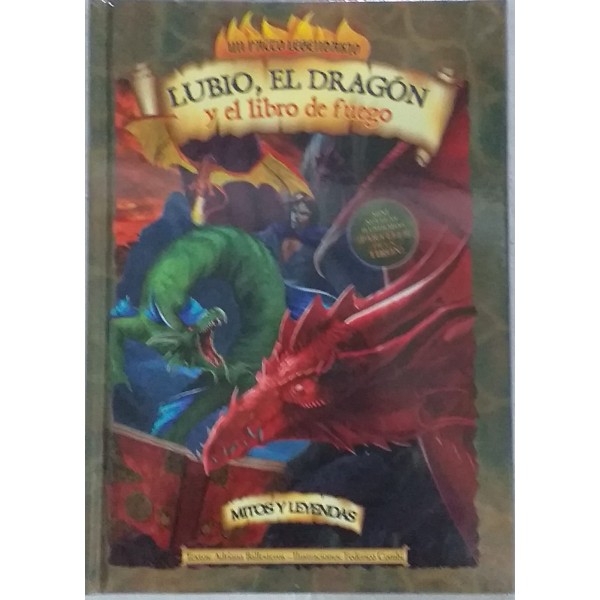 Lubio el dragón y el libro de fuego: libro de novelas tapa dura, 15x20 cm, 48 páginas 