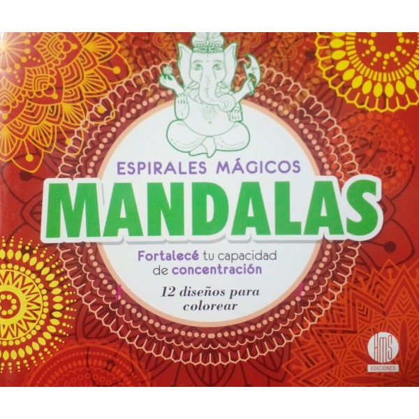 Mandalas espirales mágicos: libro de tapa blanda, 21x23 cm, 12 diseños para colorear