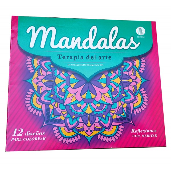 Mandalas Terapia de arte, libro para colorear, 12 páginas, 21 x 23 cm tapa blanda