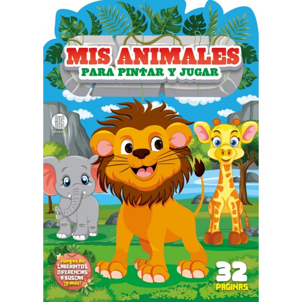 Mis animales: libro troquelado tapa blanda, 32 páginas de actividades para colorear, 28x20 cm