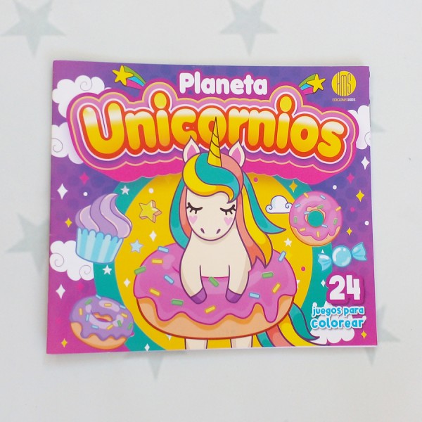 Planeta Unicornios: libro de 12 páginas, tapa blanda, con 24 juegos para colorear, 21x23 cm