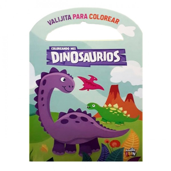 Valijita para colorear Dinosaurios: libro de tapa blanda, 20x28 cm, 16 páginas