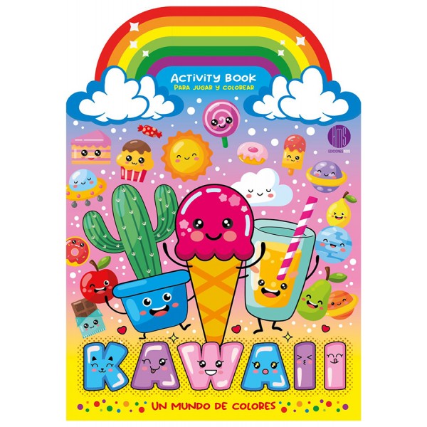 Valijita para colorear Kawaii un mundo de colores: 24 páginas de actividades para colorear, 28x20 cm