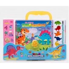 Valija didáctica ¡Pinto mis Cuentos! Mis amigos Dinosaurios - Set de Arte con Acuarelas y Stickers