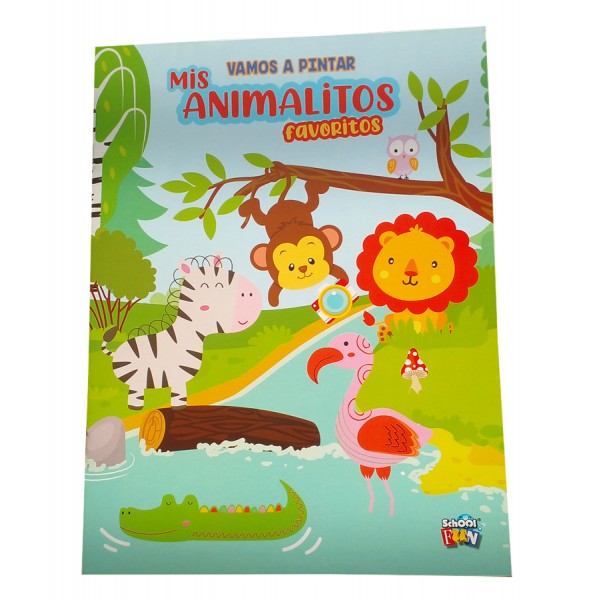 Vamos a pintar Mis animalitos favoritos: libro infantil, tapa blanda, con guía de color, 28x21 cm